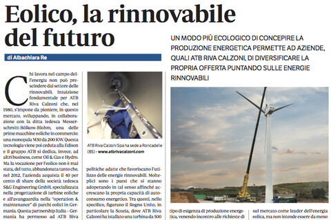 Press: Industria: Eolico, la rinnovabile del futuro