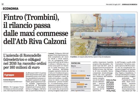 Fintro Group, the relaunch goes through the ATB Riva Calzoni's orders